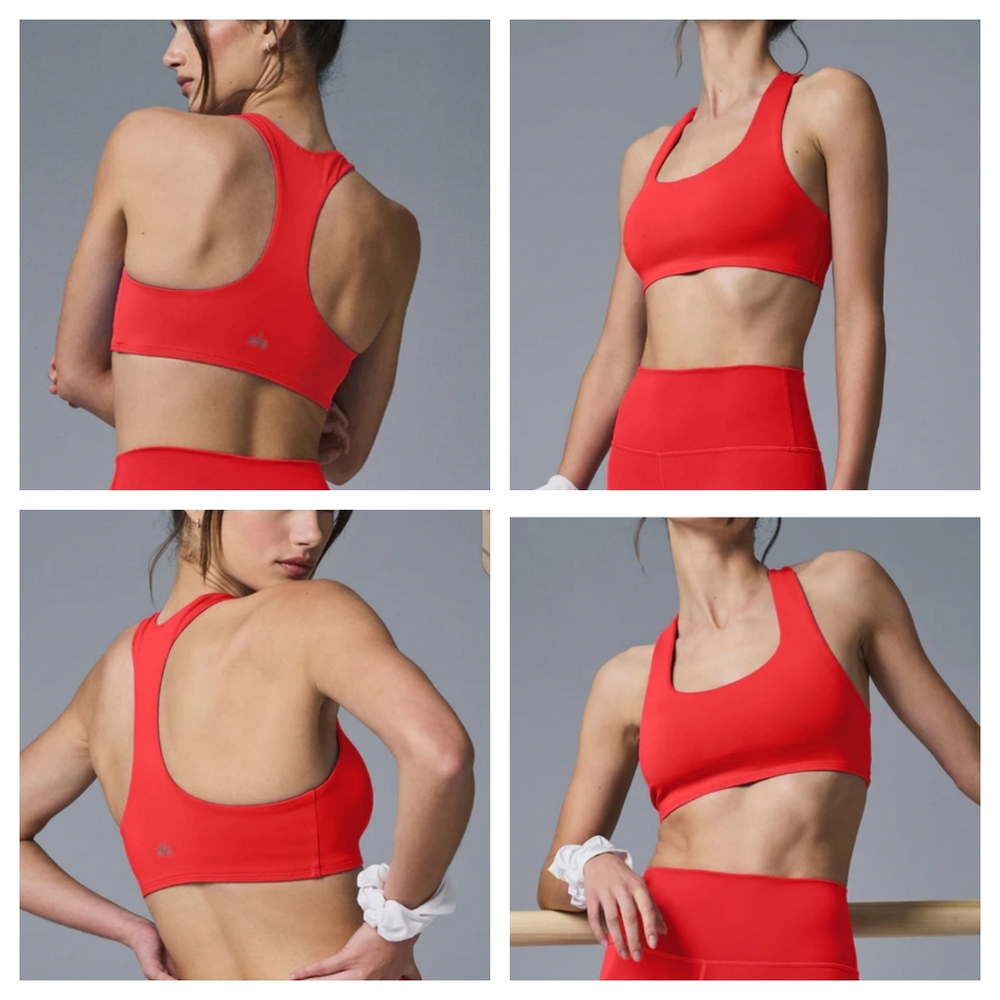 ALO Yoga Airlift Advantage Racerback Bra in Red Hot Summer LARGE